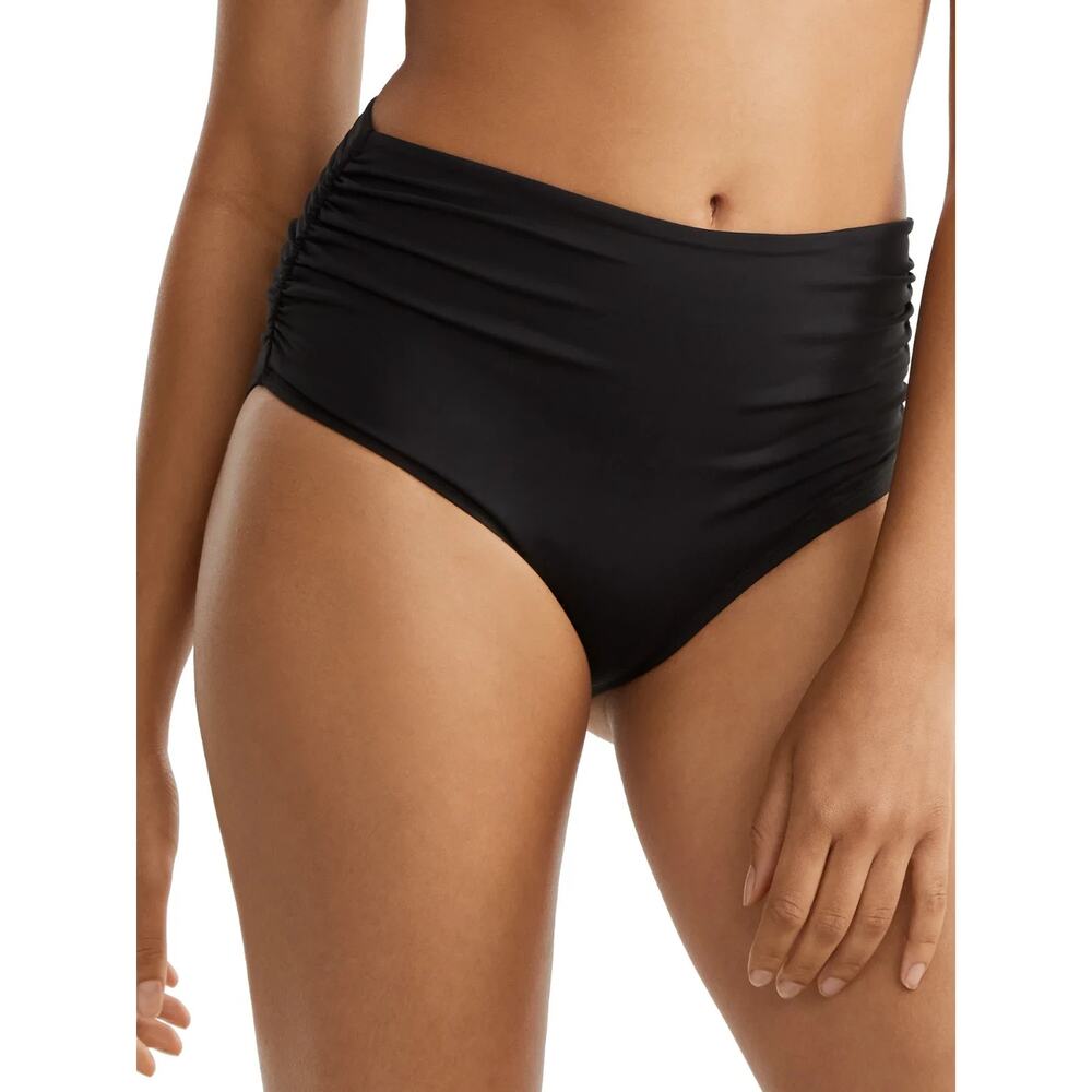 Anne Cole Womens Shirred Bikini Swim Bottom Black Size M 0235